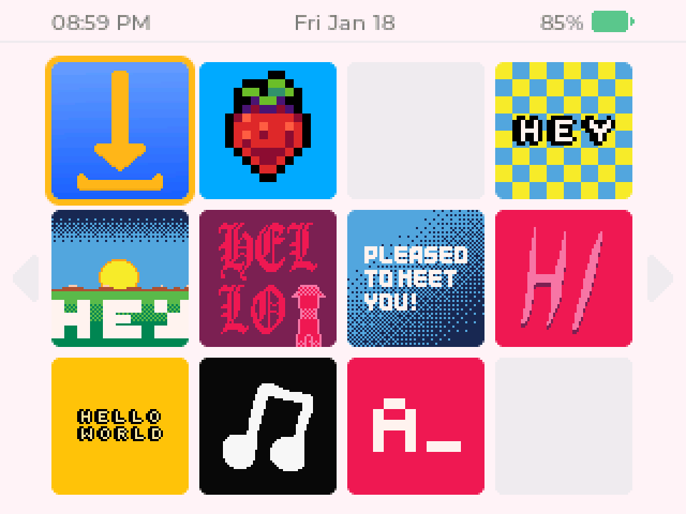 PocketByte Launcher home screen with app grid